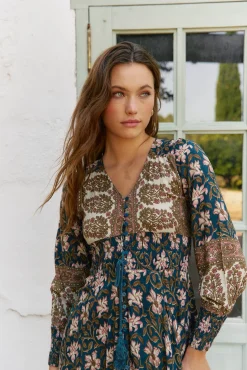 Vestido longo Sabrina com estampado de monarca