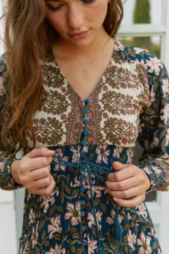 Vestido longo Sabrina com estampado de monarca