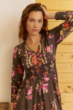 Vestido longo Sabrina com estampado de monarca