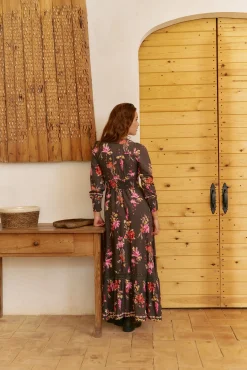 Vestido longo Sabrina com estampado de monarca