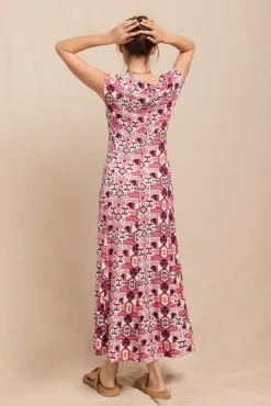 Vestido malha estampado franzido