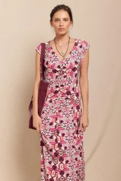 Vestido malha estampado franzido