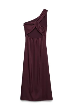 Vestido midi com decote assimétrico