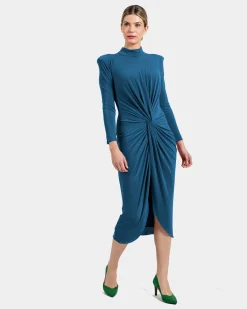 Vestido midi com nó frontal