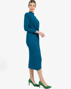 Vestido midi com nó frontal