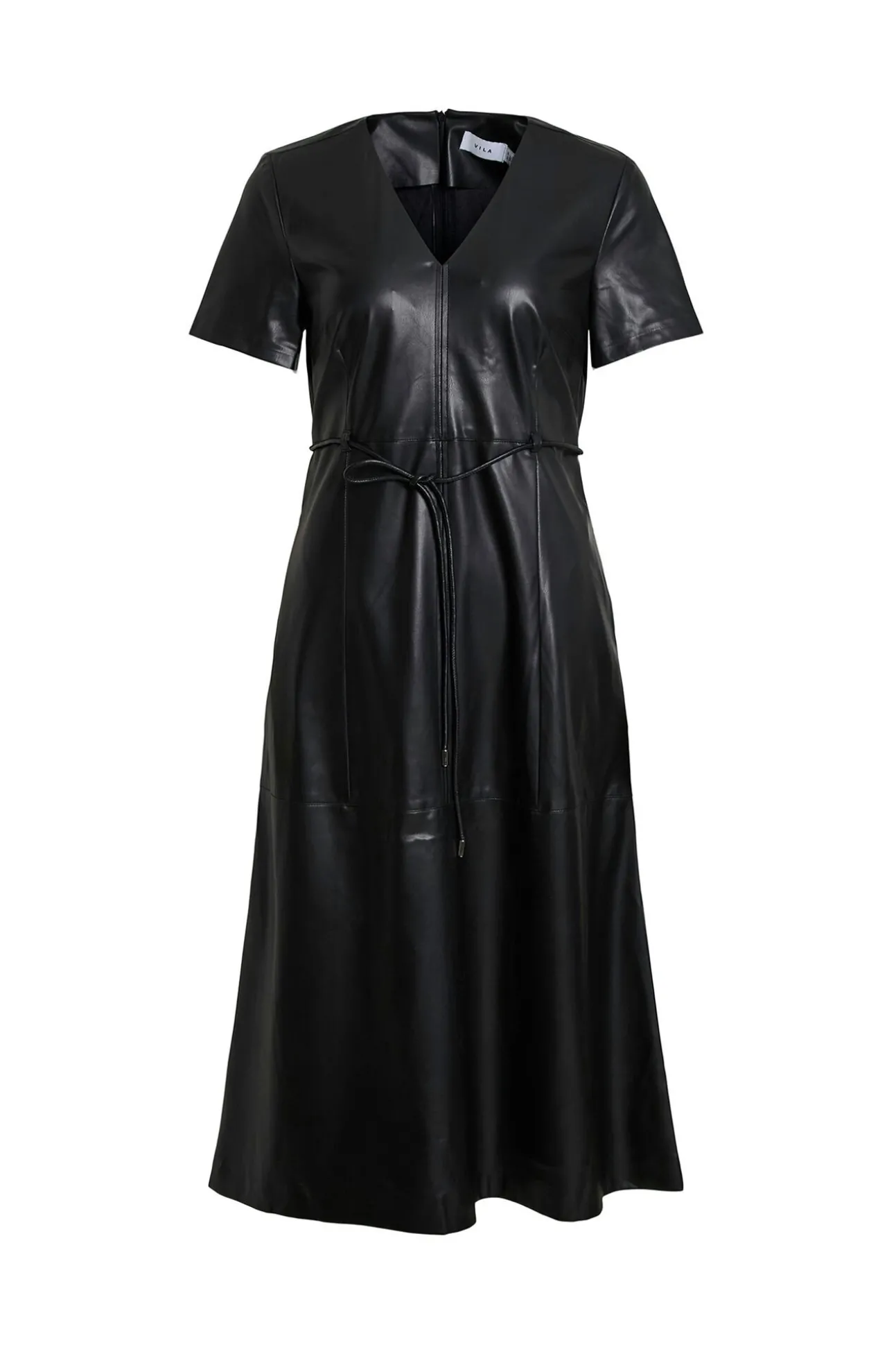 Vestido midi de couro sintético