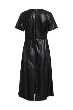 Vestido midi de couro sintético