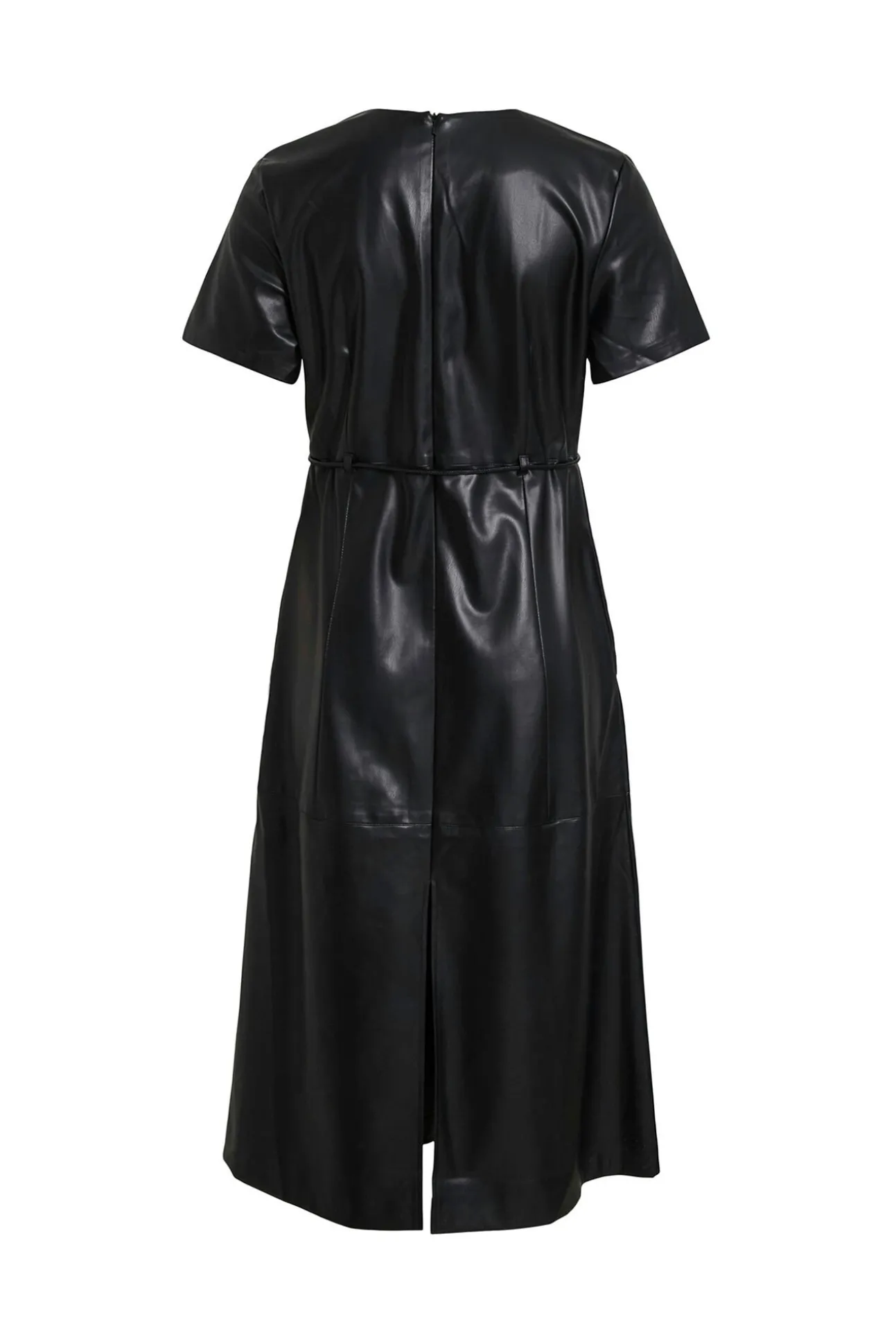 Vestido midi de couro sintético
