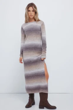 Vestido midi de malha com tingimento espacial