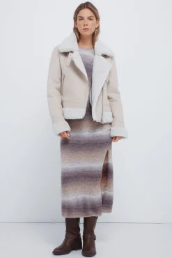 Vestido midi de malha com tingimento espacial