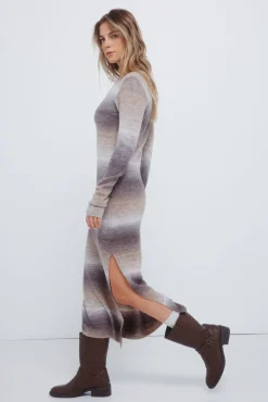 Vestido midi de malha com tingimento espacial
