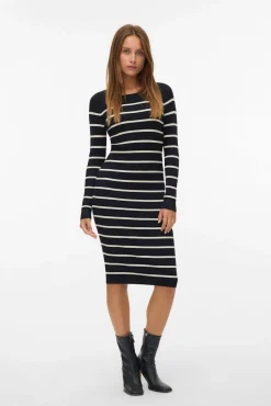 Vestido midi de malha manga