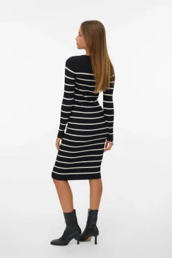 Vestido midi de malha manga