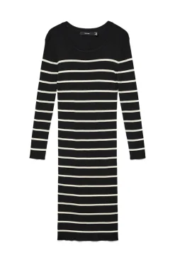 Vestido midi de malha manga