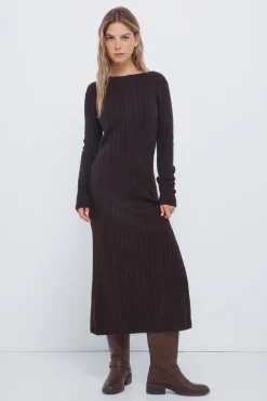Vestido midi de malha Pointelle
