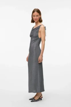 Vestido midi de tecido metálico