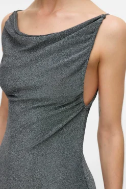 Vestido midi de tecido metálico