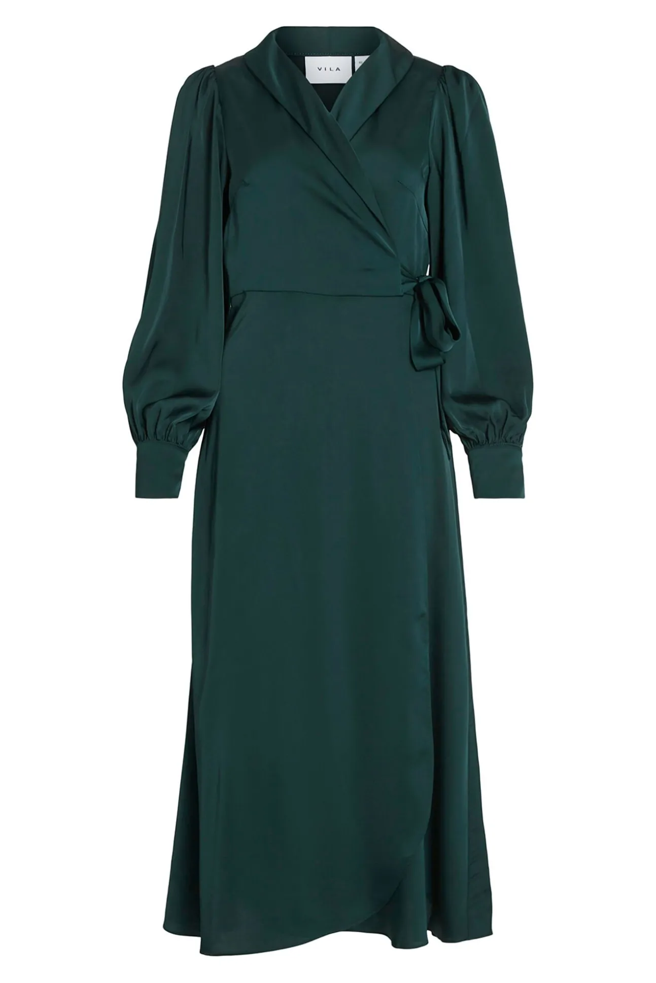Vestido midi envolvente em cetim