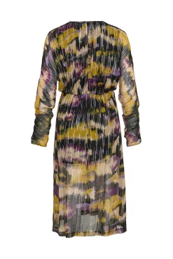 Vestido midi estampado com lurex
