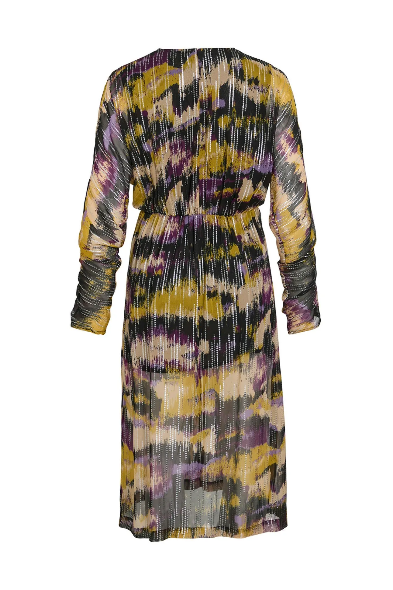 Vestido midi estampado com lurex