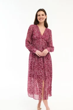 Vestido midi estampado com lurex