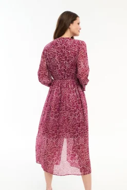 Vestido midi estampado com lurex