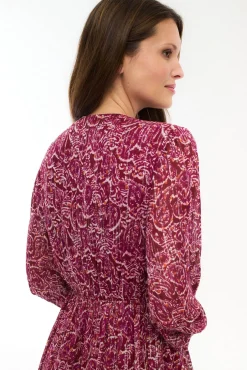 Vestido midi estampado com lurex