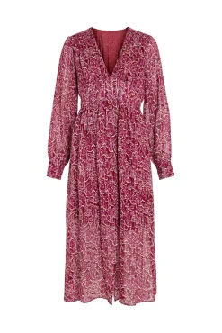 Vestido midi estampado com lurex