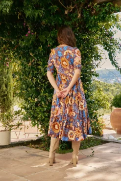 Vestido midi Eve com estampado de terra