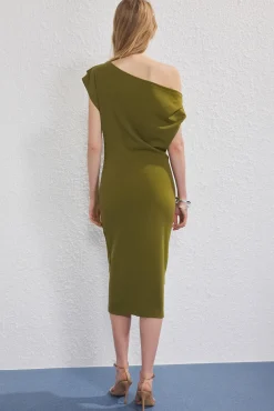 Vestido midi franzido