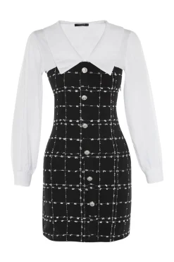 Vestido mini com gola camiseira