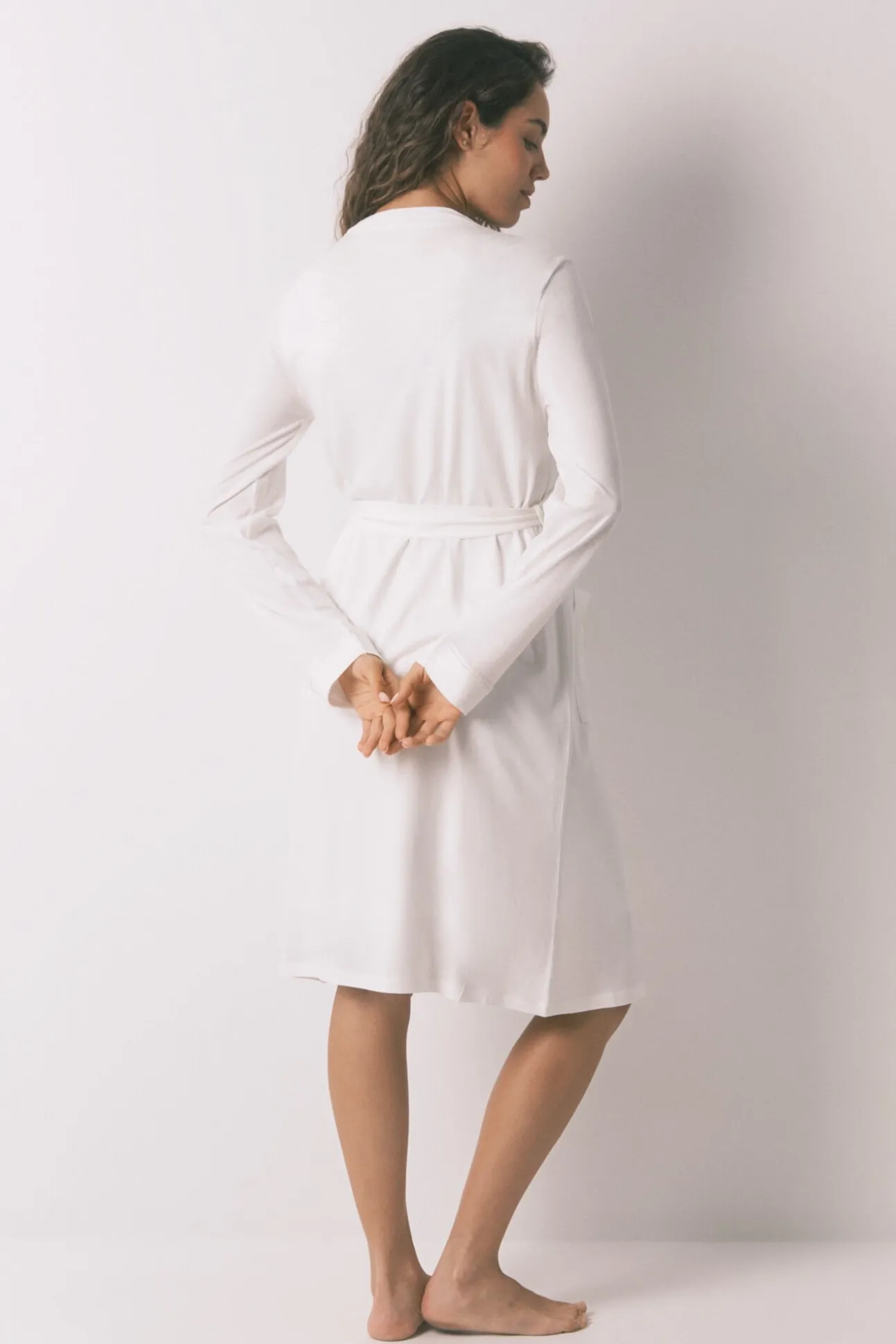 Vestido robe de maternity em algodão branco